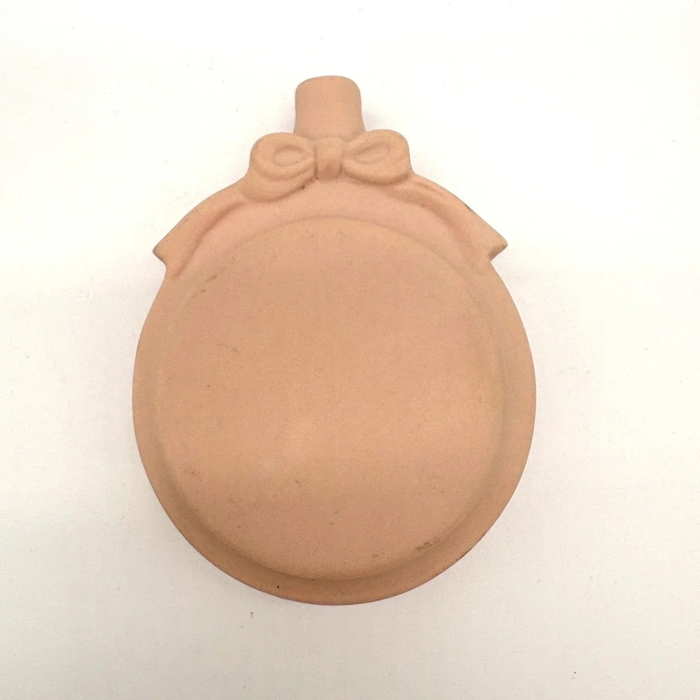 Terracotta Bud Vase Canteen Shape Bow Detail Matte Clay Peach Cottagecore Boho